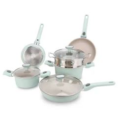 9PCS Granite Coating Nonstick Aluminum Pots Pans Set Detachable Handle Glass Lid 1Y FDA LFGB - Image 6