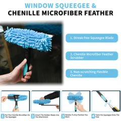 Window Cleaning Squeegee Kit Chenille Window Cleaning Kit Telescopic Cleaning Squeegee - Image 3