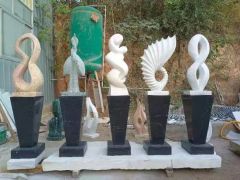 Custom Square Large Garden Statues Natural Stone Marble Abstract Art Sculptures - Image 3