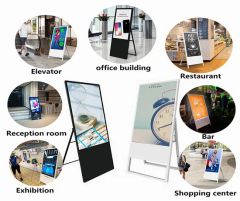 Portable LCD Digital Signage Display Mobile Advertising Posters Ad Recycle Digital Signage Mall/Office/Restaurant 55 Inch Touch Advertising Display - Image 6