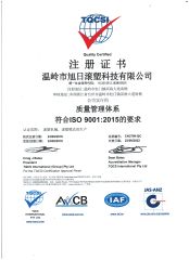 ISO9001 Certificate of Rolling machine and rolling mould certificate from Wenling Rising Sun Rotomolding Technology Co., Ltd.