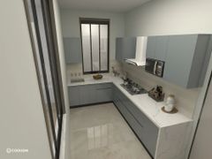 L Shaped Modular Kitchen Material HDHMR Appearance German Kitchen Design - Image 1
