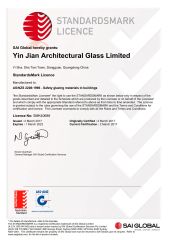 AS/NZS: 2208 certificate from Guangzhou Xiya Building Material Co., Ltd.