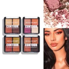 4 Color Eyeshadow Tray Earth Color Pearl Matte Scallion Powder Glitter Makeup Set - Image 6