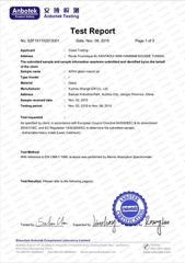 Product testing certificate certificate from Xuzhou Yanjia Glassware Co., Ltd.