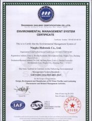 ISO 14001 certificate from Ningbo Hidrotek Co., Ltd.