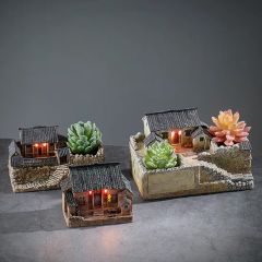 Miniature Farm Aquarium Landscape Resin Craft Waterproof with LED Light Home Decor - Image 6