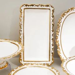 Premium Quality European Gold Ceramic Dinnerware Set 10 Inch Footed Flat Plate - Image 3
