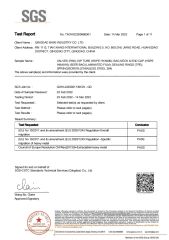 SGS test for beer kegs certificate from QINGDAO BAIXI INDUSTRY CO., LTD.