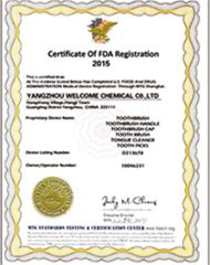 certificates certificate from Yangzhou Welcome Chemical Co., Ltd.