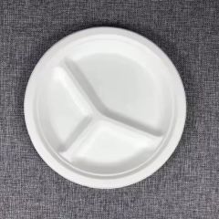 Pfas Free Biodegradable10" 3-Compartment Plates Disposable Paper Plates Lunch Trays - Image 5