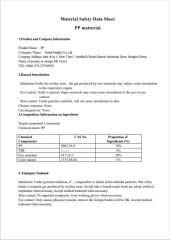MSDS PP certificate from Ningbo Great Industry Co., Ltd.