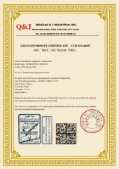GCC certificate from Qingdao QJ Industrial Inc.