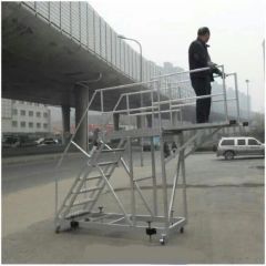 Aluminium Step Mobile Ladders for Sale Height 1.8m Origin China Usage Outdoor Certificate TUV Main Tube 51*2mm Material Aluminum - Image 2