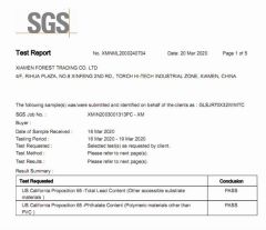 PROP 65 Testing-Environmental certificate certificate from DSC Xiamen Enterprise Pte Ltd.