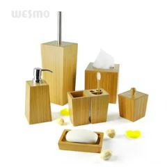 Square Bamboo Bath Accessory 7 Sets - Image 6