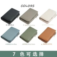 Key Wallets Ladies Litchi Pattern Cowhide Leather Mini Wallet Slim Multi Functional - Image 6