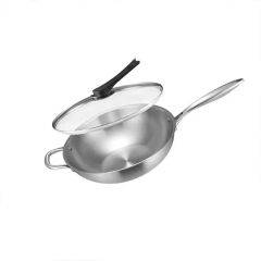 Manufacturer Chinese Style Kitchen Cookware 32 36cm No Coating Induction Cooker Tri Ply Stainless Steel Frying Pan Cooking Wok - Yiwu Cassue Trading Co., Ltd