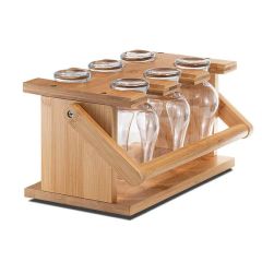 Bamboo Wine Glass Rack with Handle Countertop Party - Image 2