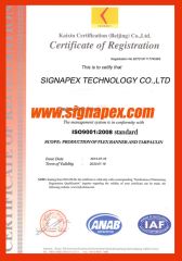 ISO9001 certificate from Signapex Technology Co., Ltd.