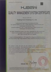 ISO 9001 certificate from Tianhong Power Technology Co., Ltd.