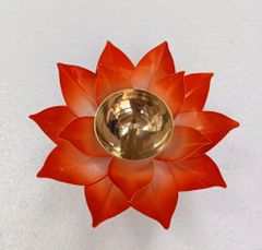 Power coating colour Metal Lotus Flower Diya, For Temple Price 75 Rupee Diya Shape Lotus Colour Blue (Base) Item Material - Image 3