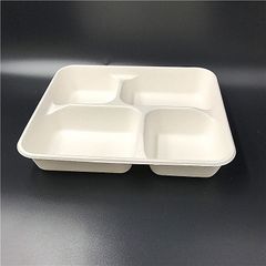 New trending disposable biodegradable tableware 4 compartment sugarcane bagasse meat tray for supermarket - Image 5
