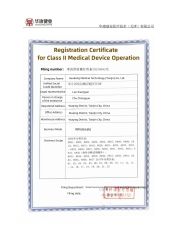 Registration Certificate for Class II Medical Device Operation certificate from Huakang Medical Technology (Tianjin) Co., Ltd.