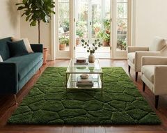 Modern Moss Stone Hand Tufted Rug, Green Area Rug, Contemporary Living Room Carpet, Soft Wool Rug, Custom Rug | Fareha Craft Gallery – product photo 1, product detail gallery