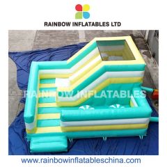 Light Blue-Yellow Inflatable Slide Structure for Indoor-Outdoor Recreations - Guangzhou Rainbow Inflatables Ltd.