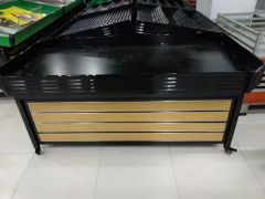 Market Promotion Table Vegetable Display Woden Rack Table with Wheels - Image 3