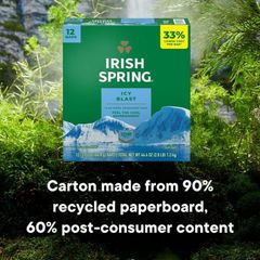 Irish Spring Icy Blast Deodorant Bar Soap for Men, With Flaxseed Oil, 3.7 oz Bar (12 Pack - Image 4
