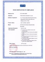 ROHS certificate for laser marking machines certificate from Jiangsu Kuntai Industrial Equipment Co., Ltd.