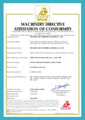 CE certificate from ZHUCHENG MBC INDUSTRIAL & TRADING CO., LTD.