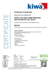 BRCGS A CERTIFICATE certificate from GUZEL CAN GIDA TARIM URUNLERI INS.TUR.SAN.TIC.VE.LTD.STI