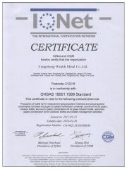 ISO 18001 certificate of YangZhong Wealth Metal Co., Ltd. – certificate photo, supplier certificates section
