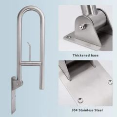 Safety Rails Grab Bar Toilet Handrails Hand Grips Handle Sample Free OEM Welcome Length 750mm Color Silver Folded Folded - Image 2