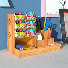 AI-MICH Wooden Pen Storage Rack Drawer Multi-Functional DIY Desktop Organization - Image 2
