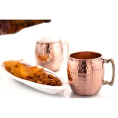 Cocktail Or Mocktail Round Copper Moscow Mule Mug Hammered, Packaging Type: Box - Image 2