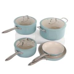 OEM Kitchenware New Design 8PCS Pink Marble Ceramic Coating Nonstick Cookware Set - Image 3