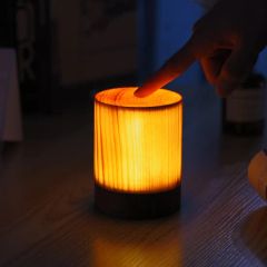 Circular Column Wood LED Mood Night Light Table Decorative Lamp - Image 5