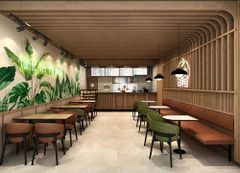 Restaurant Cafe Interior Design Service Ambiance Stylish And Inviting Brand Integration Reflects Brand Identity Design Focus Mood Lighting, Creative - Image 2