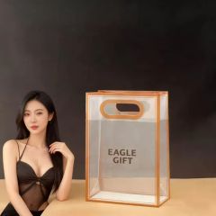 Custom Square Bottom PP Transparent Clothing Gift Tote Bags Promotional Handbag for Packing - Image 4