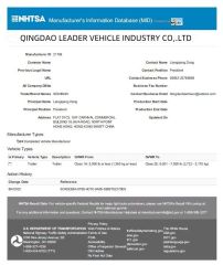 DOT certificate from Qingdao Leader Vehicle Industry Co., Ltd