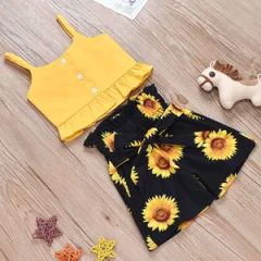 Toddler Baby Girls Top Romper Jumpsuit Sunflower Shorts with Bowknot Esg11824 - Image 4