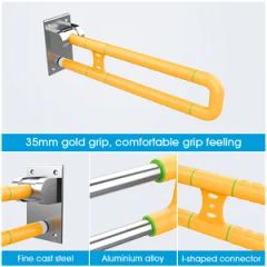 Floor Mounted Handicap Grab Bars Folding Grab Bar Trademark ZS Origin China Color Yellow Folded Folded Usage Bathroom Material - Image 4