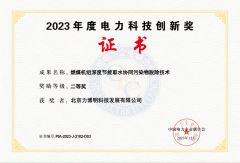2023 Electric Power Technology Innovation Award certificate from Beijing LBM Science & Technology Development Co., Ltd.
