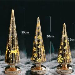 New Product LED Lighted Table Glass Christmas Tree Decorations for Home - Image 4