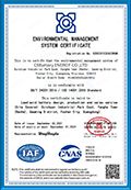 ISO 14001-2015 certificate from CSSUN Energy Co., Ltd