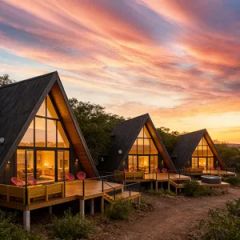 Modular Design Wood-Look Glamping Hut Container House a Frame Glamping Pods Accommodations for Hotel & Tourism Developments - Shandong Mars Cabin Technology Co., Ltd.
